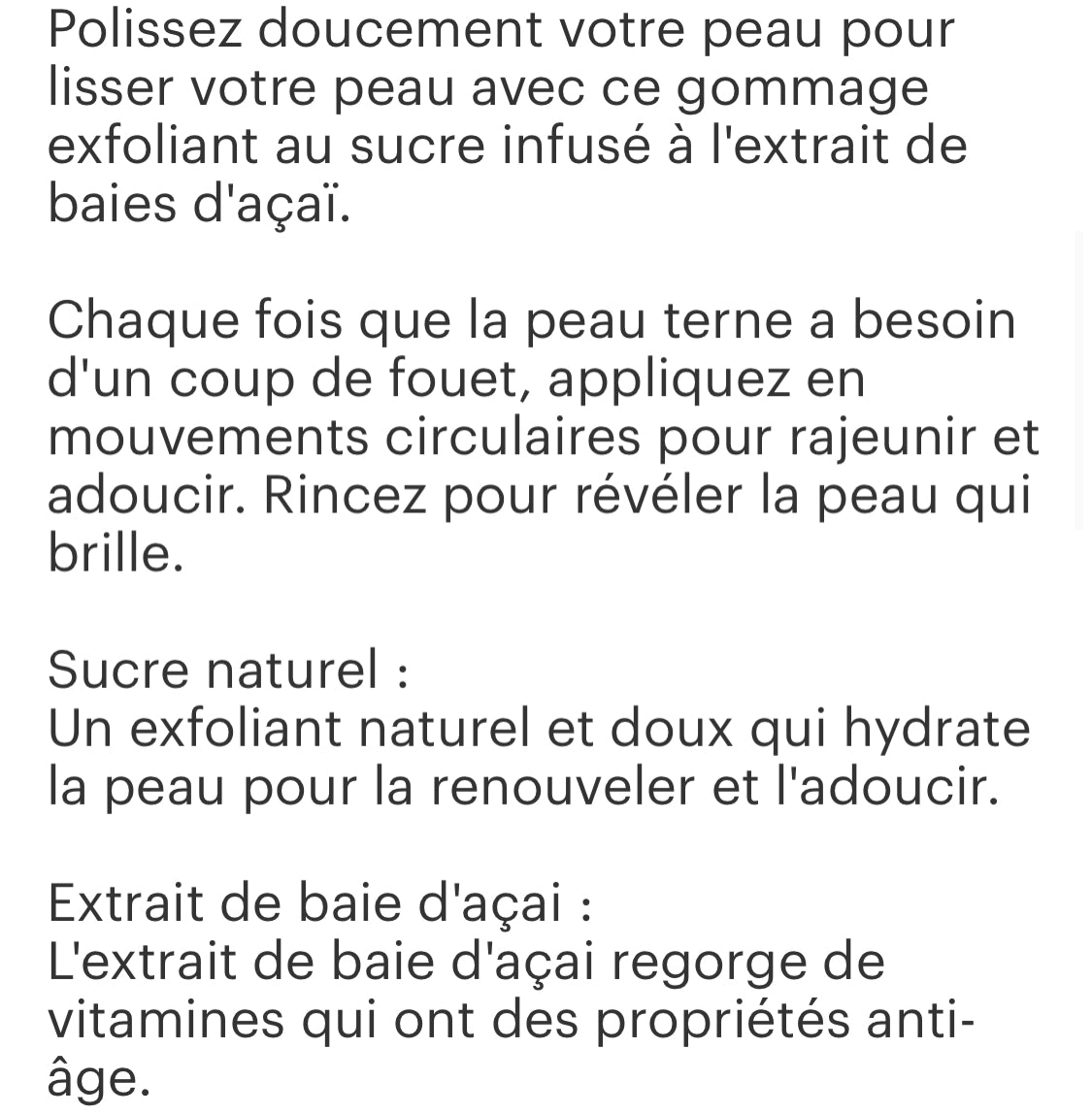 Gommage corps baies d’acaï