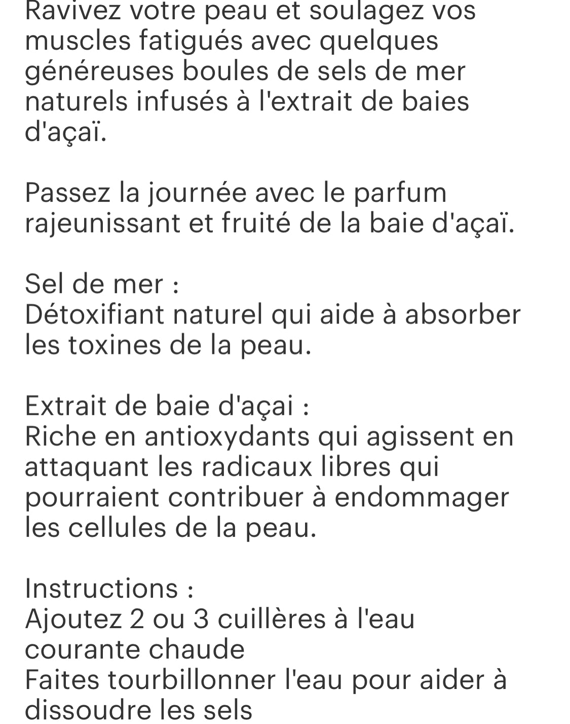 Sel de bain Baies d’acaï