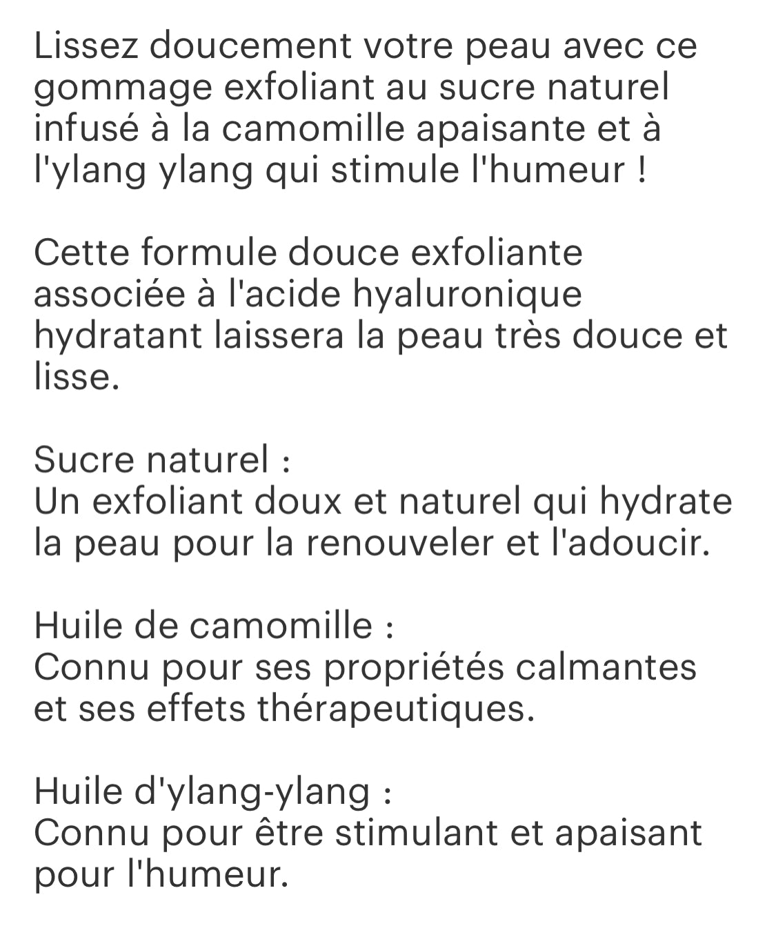 Gommage corps camomille et Ylang Ylang