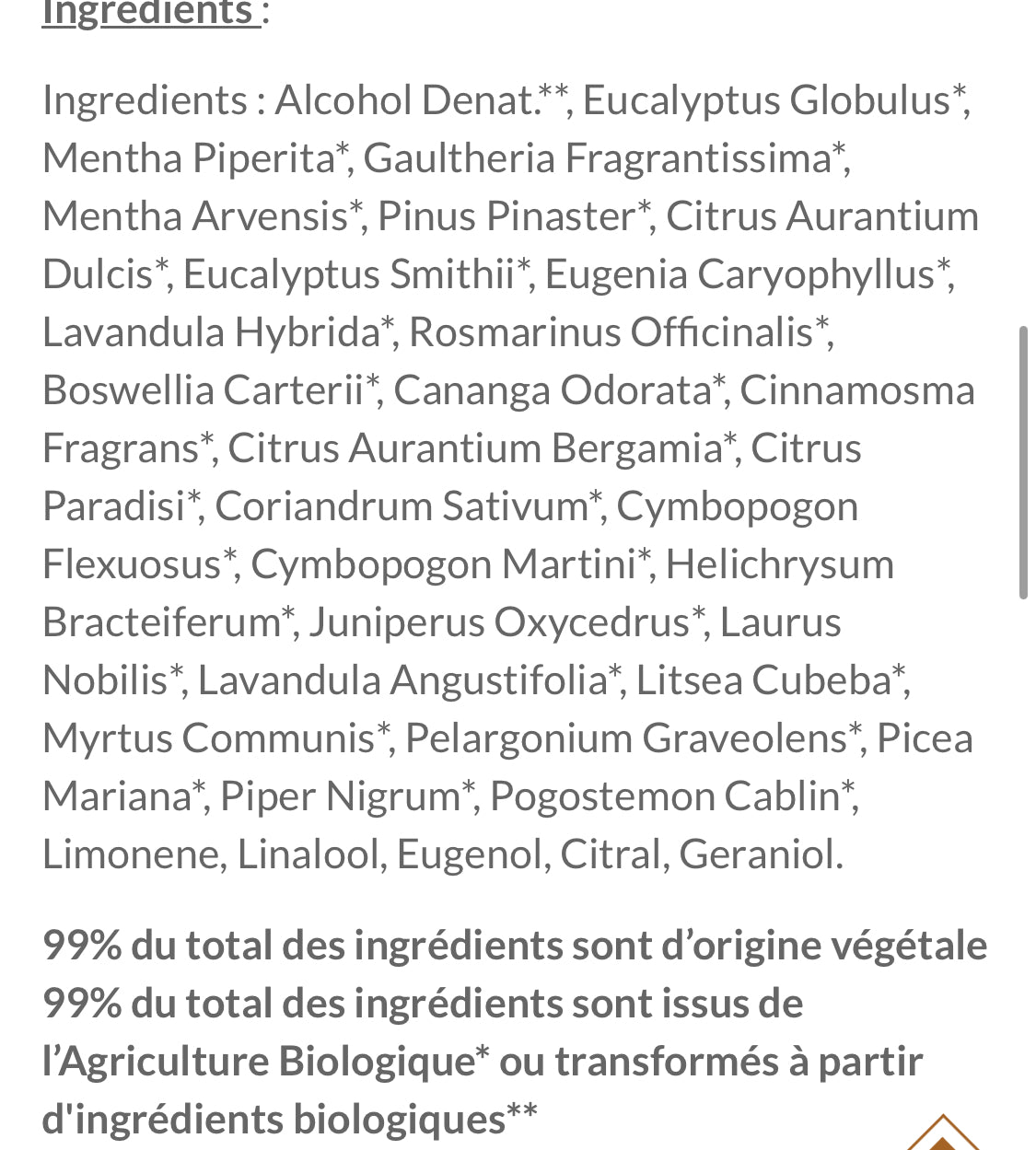 Spray purifiant