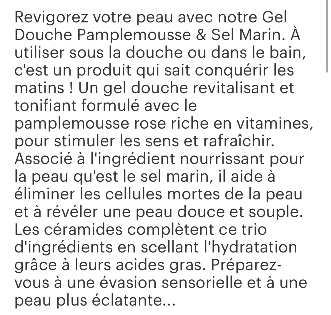Gelée de douche Pamplemousse 🍊 et sel marin