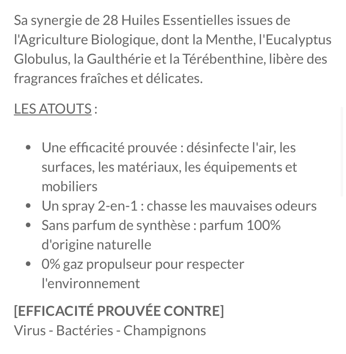 Spray purifiant